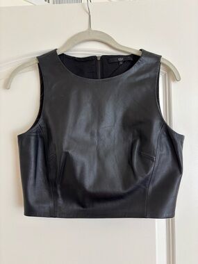 Tibi Black 100% Leather Sleeveless Top